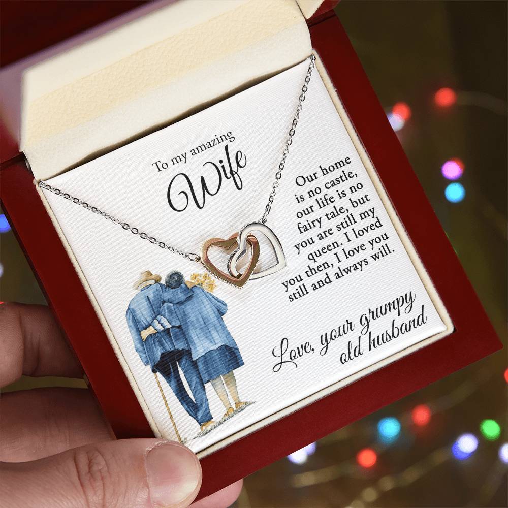 To My Amazing Wife - Love Your Grumpy Old Husband - Necklace Interlocking Hearts Necklace
