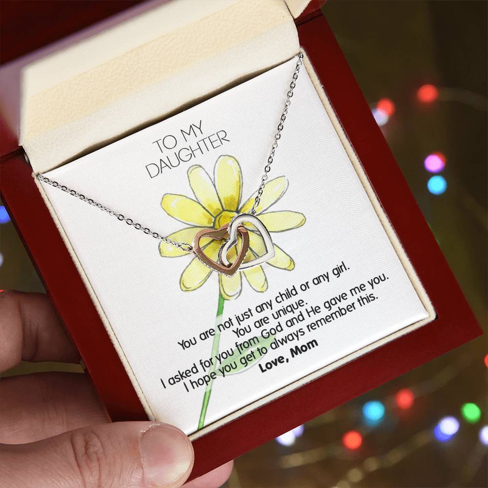 God Gave Me You My Daughter - Unique Gift Necklace Interlocking Hearts Necklace