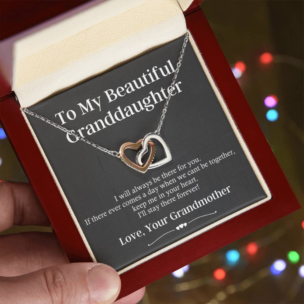 Gift To My Granddaughter - I Will Always Be There For You Interlocking Hearts Necklace