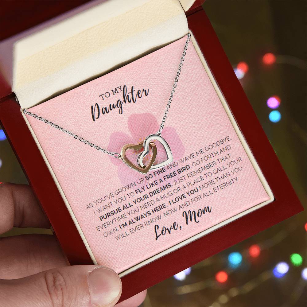 To My Daughter-I Love You Interlocking Hearts Necklace