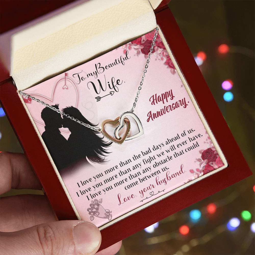 For My Loving Wife. Interlocking Hearts Necklace