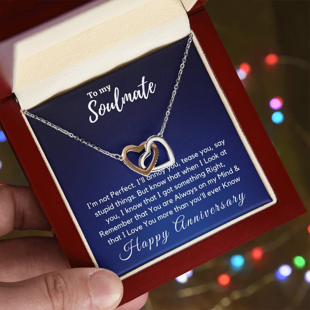 On You'Re Always On My Mind Necklace - Anniversary Gift For Her Interlocking Hearts Necklace