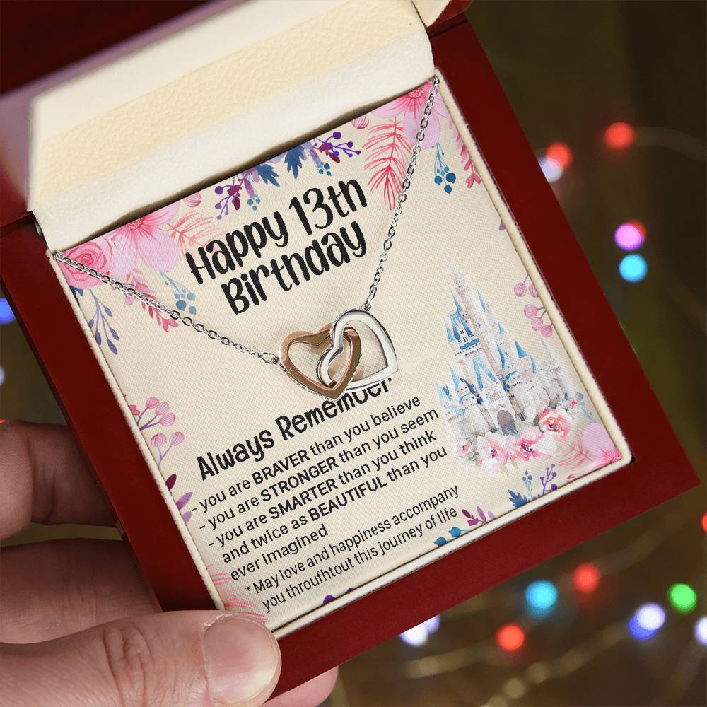 Happy 13Th Birthday Gift For Daughter Gift For 13 Years Old Birthday Teen Girl Daughter Necklace Gift Interlocking Hearts Necklace