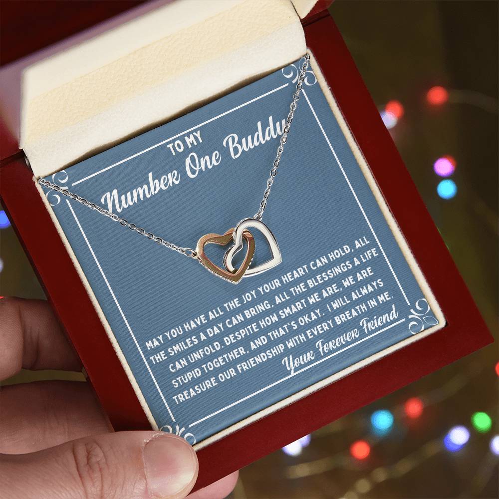 Buddy Treasure Our Friendship Interlocking Hearts Necklace