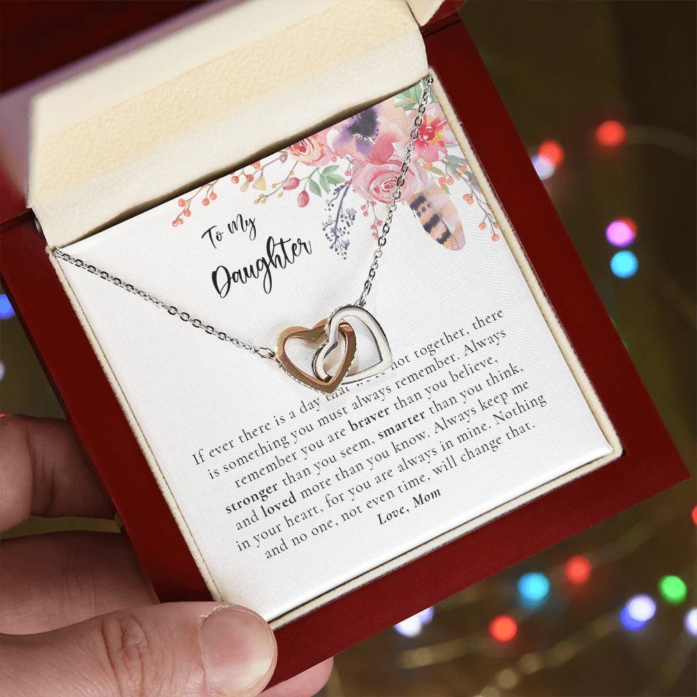 To My Daughter Necklace - White Interlocking Hearts Necklace