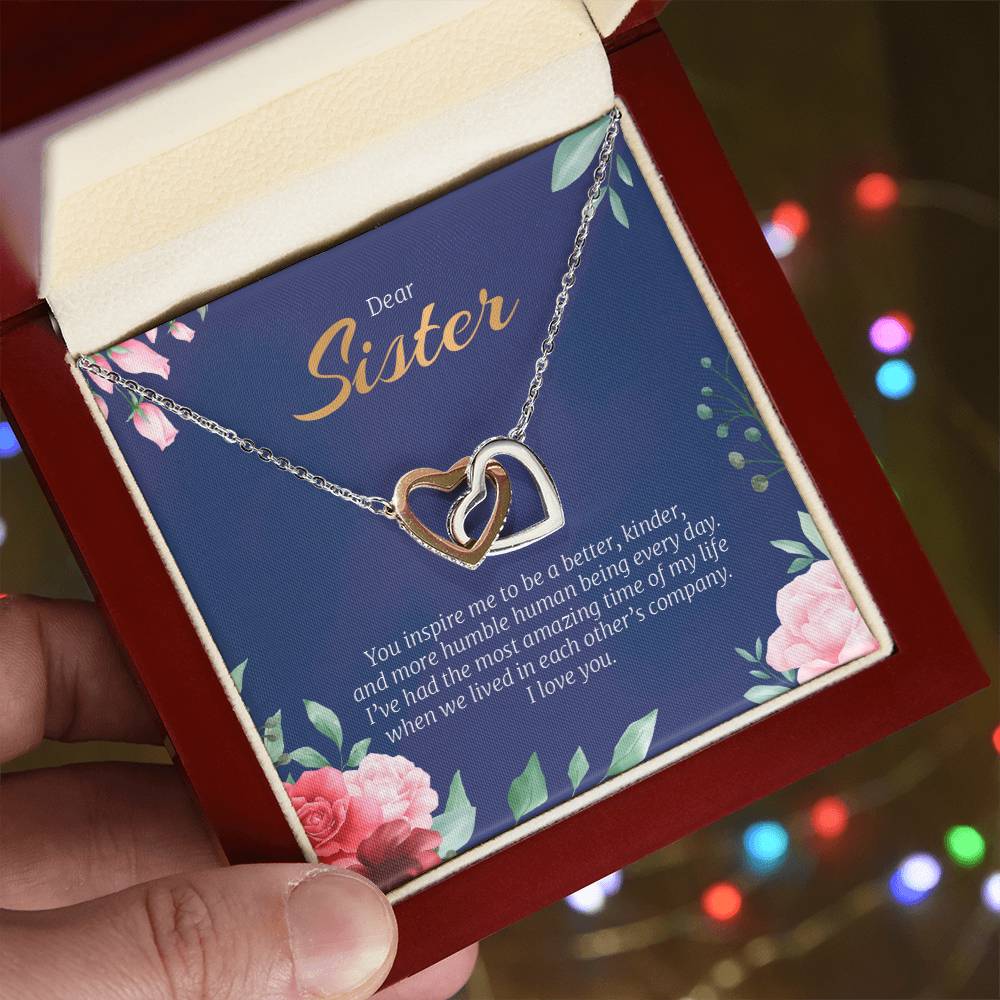 Interlocking Hearts Necklace For Sister