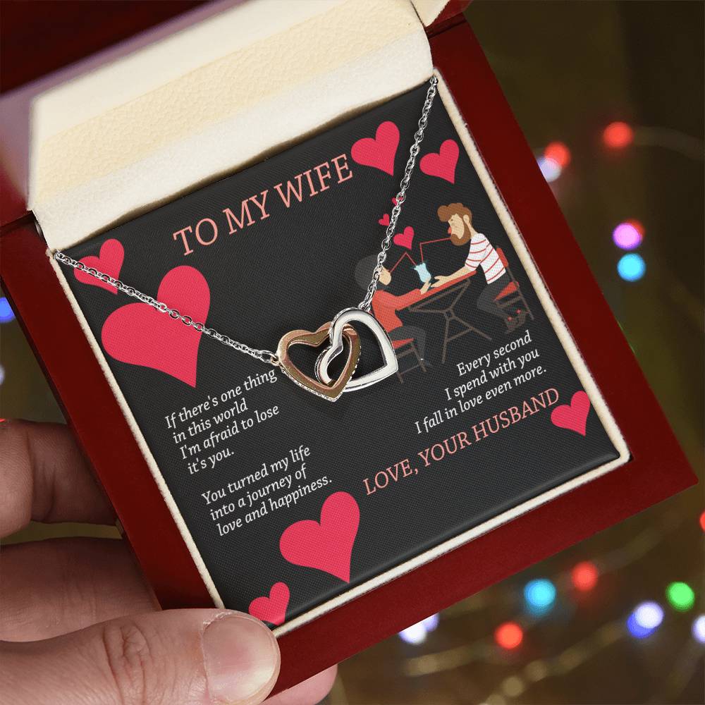 To My Wife - Interlocking Heart Necklace Interlocking Hearts Necklace