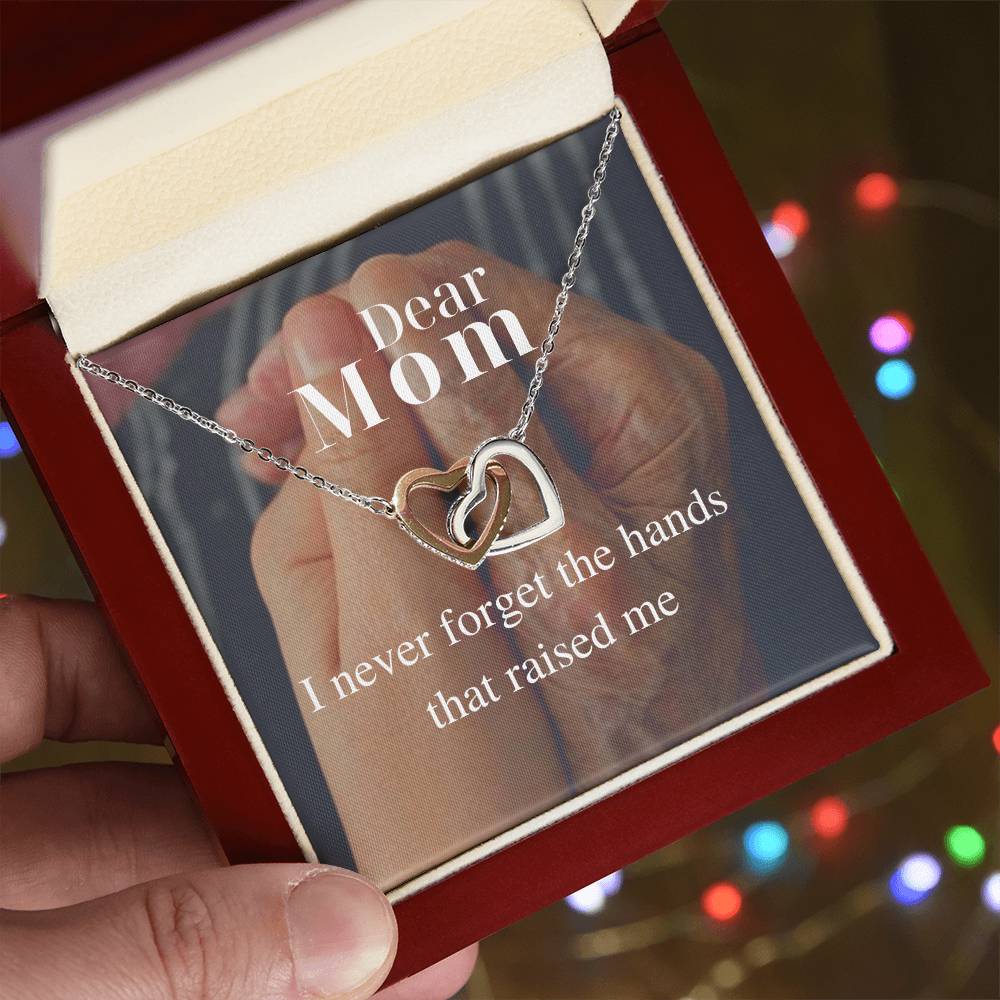 I Never Forget The Hands That Raised Me - Interlocking Necklace Interlocking Hearts Necklace