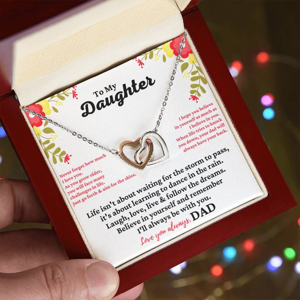 To My Daughter - I'Ll Always Be With You - Necklace Interlocking Hearts Necklace