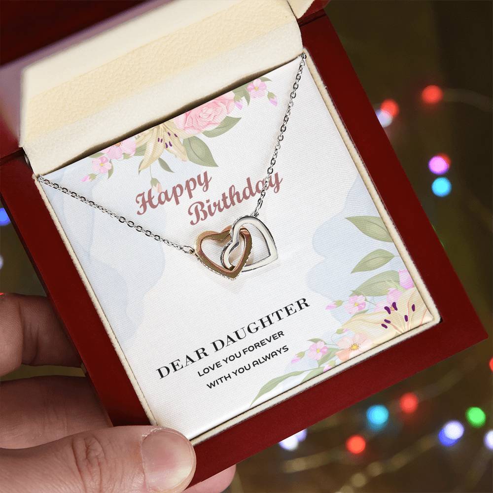 To My Daughter Necklace - I’Ll Always Love You Jewelry Gifts For Daughter Daughter Gifts From Mom And Dad For Her Birthday Interlocking Hearts Necklace