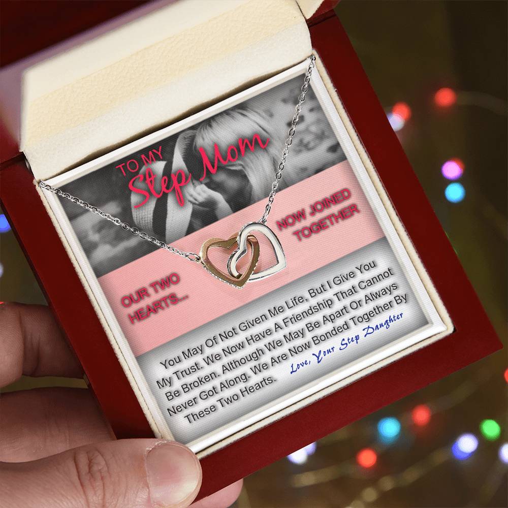 Step Mom Gift For Her To My Bonus Mother Heart Necklace Interlocking Hearts Necklace