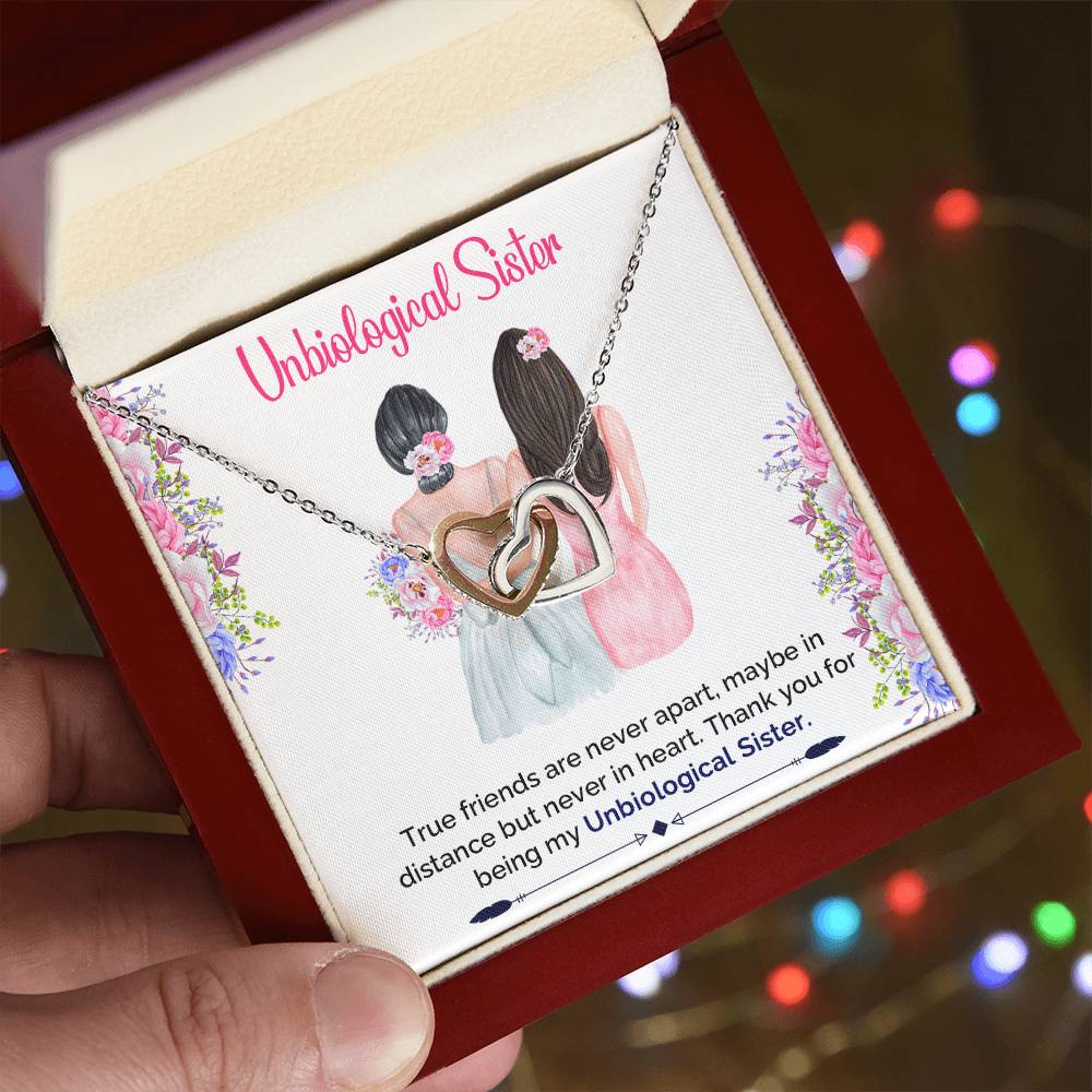 Unbiological Sister Interlocking Hearts Necklace - Best Friend Soul Sister Necklace Bridesmaid Gift