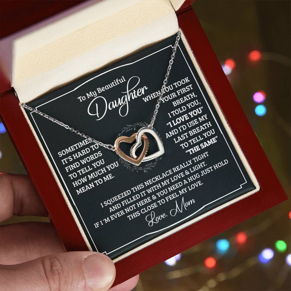 To My Beautiful Daughter - Interlocking Heart Necklace Interlocking Hearts Necklace