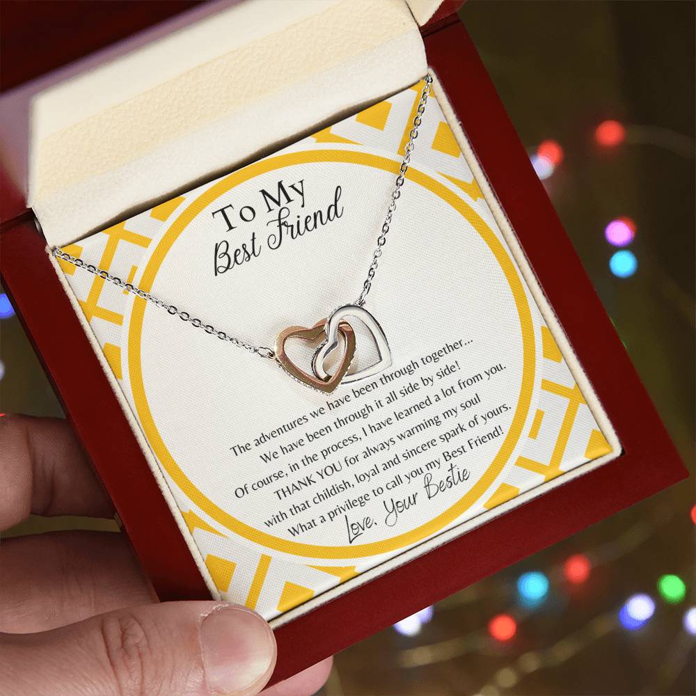 To My Best Friend Interlocking Hearts Necklace