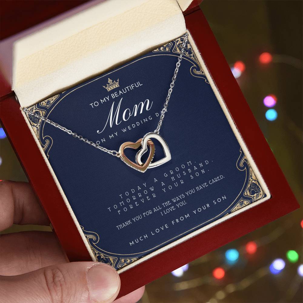 Mother Of The Groom Gift From Son Mom Wedding Gift From Son Wedding Gift From Groom To Mom Necklace Gift For Mom Wedding Gift From Son Interlocking Hearts Necklace
