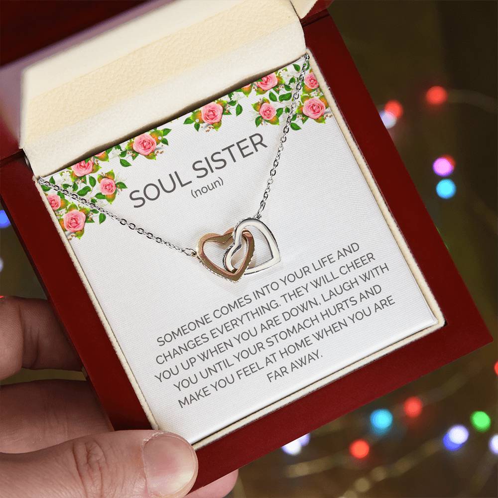 Soul Sister Unbiological Sister Necklace Sorority Sister Sister In Law Necklace Interlocking Hearts Necklace