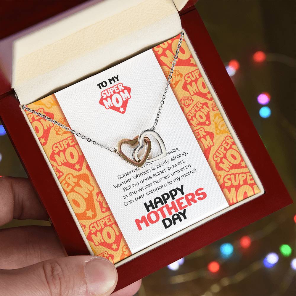 Super Mom Mothers Day Gift Necklace Interlocking Hearts Necklace