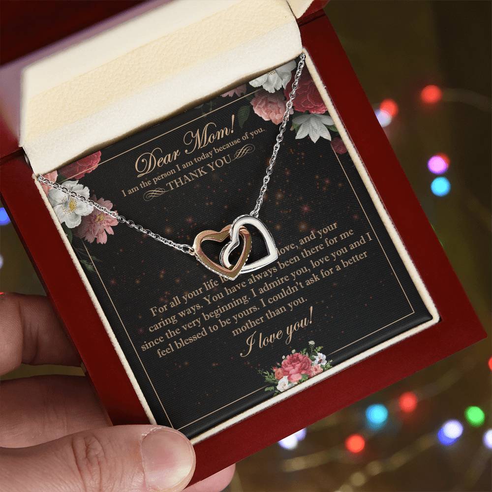 Dear Mom Interlocking Hearts Necklace Message Card