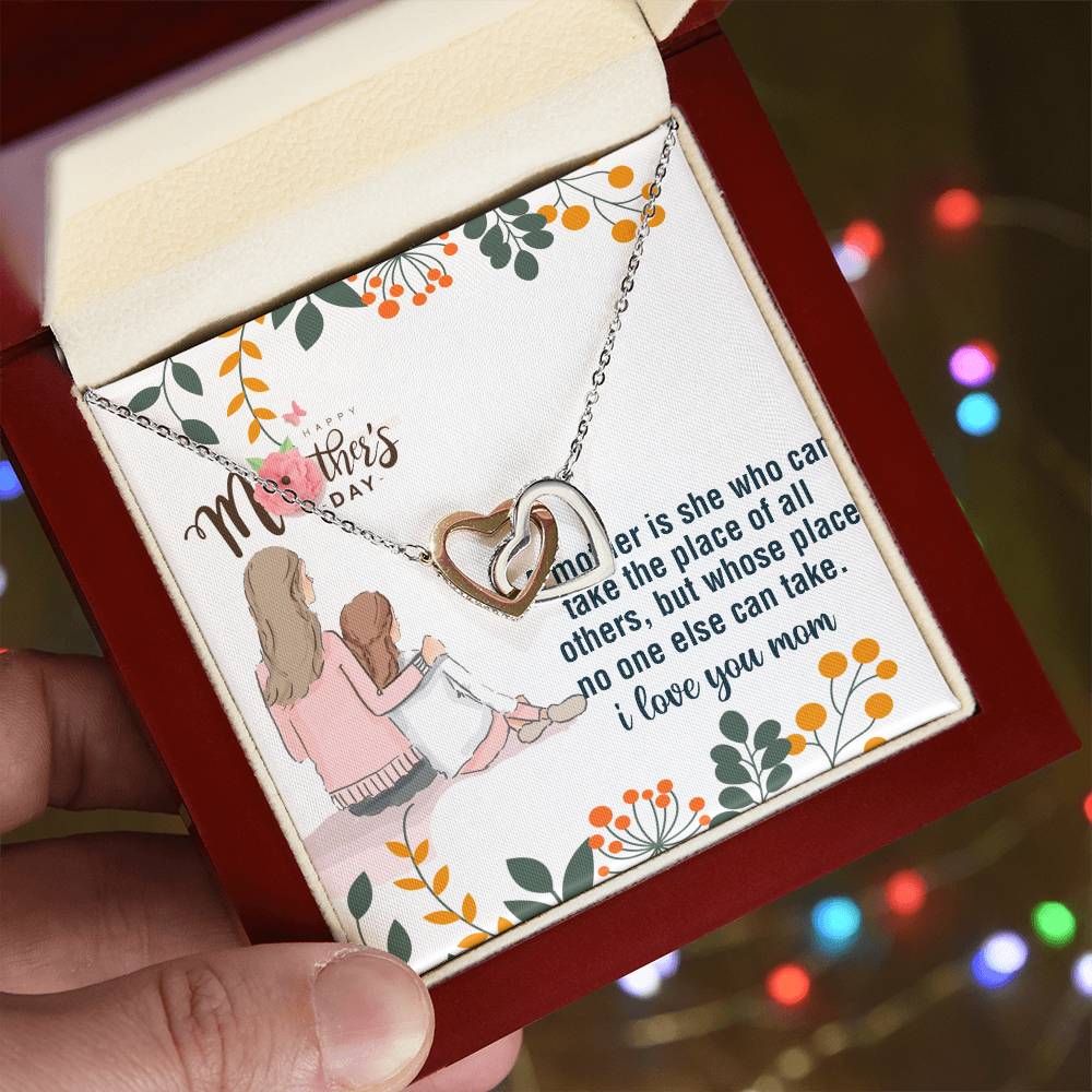 A Mother Is She Who Can Interlocking Hearts Necklace