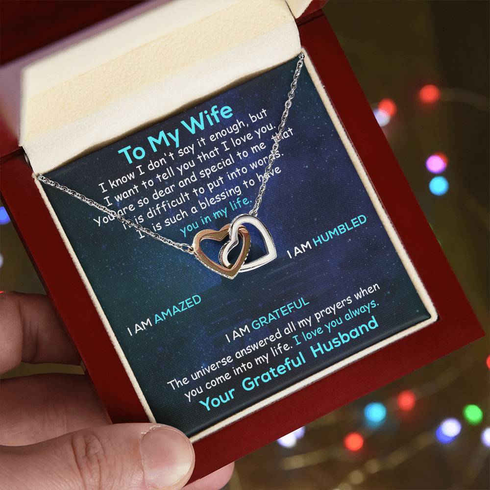 Personalized Wife Necklace Husband To Wife Gift For My Wife Romantic Wife Gift Wife Birthday Surprise Wife Appreciation Up The Movie Interlocking Hearts Necklace