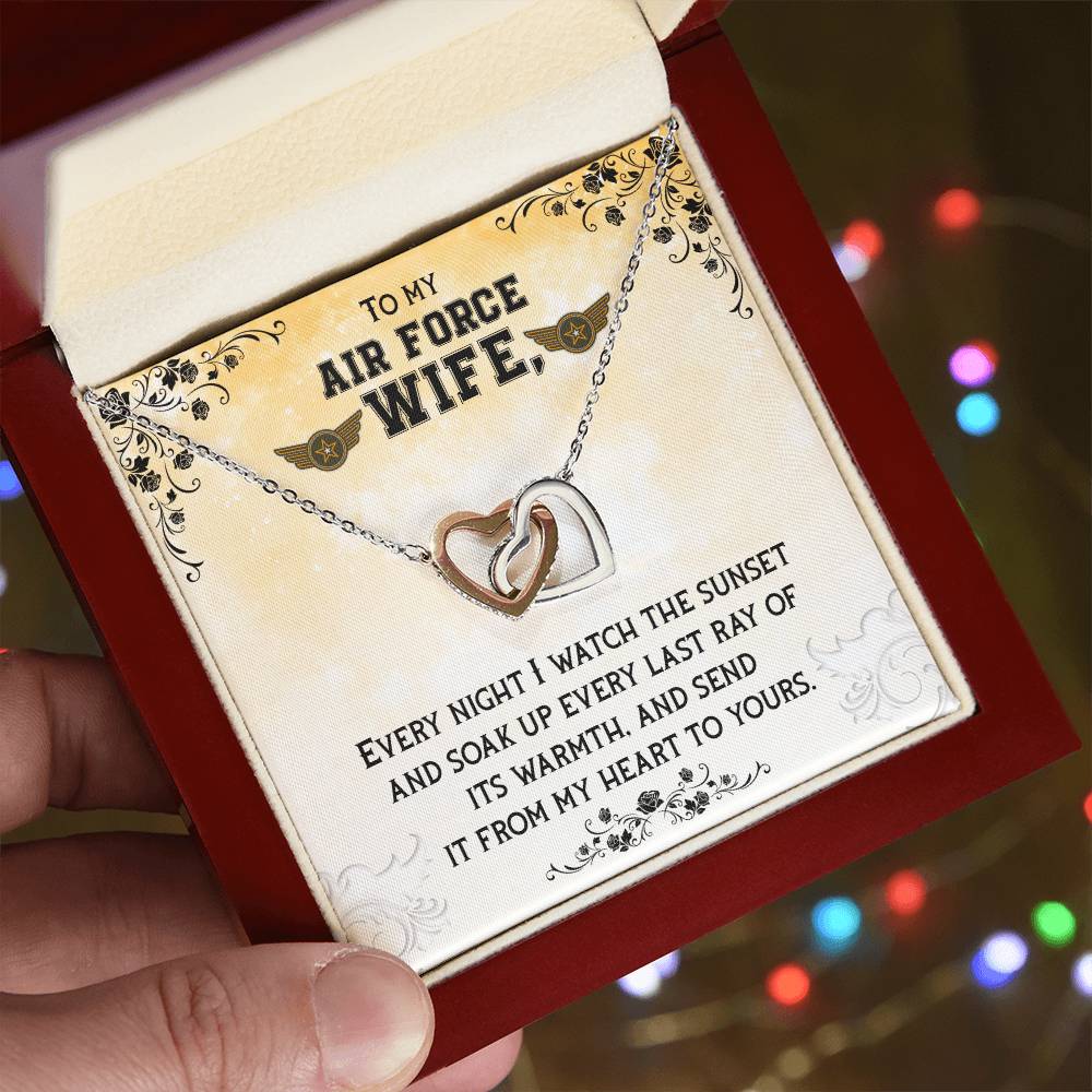 To My Air Force Wife Necklace Interlocking Hearts Necklace