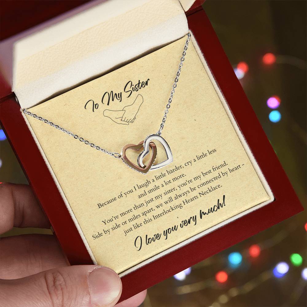 To My Sister Interlocking Hearts Necklace