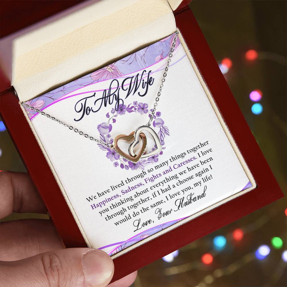 To My Wife Interlocking Hearts Necklace Message Card