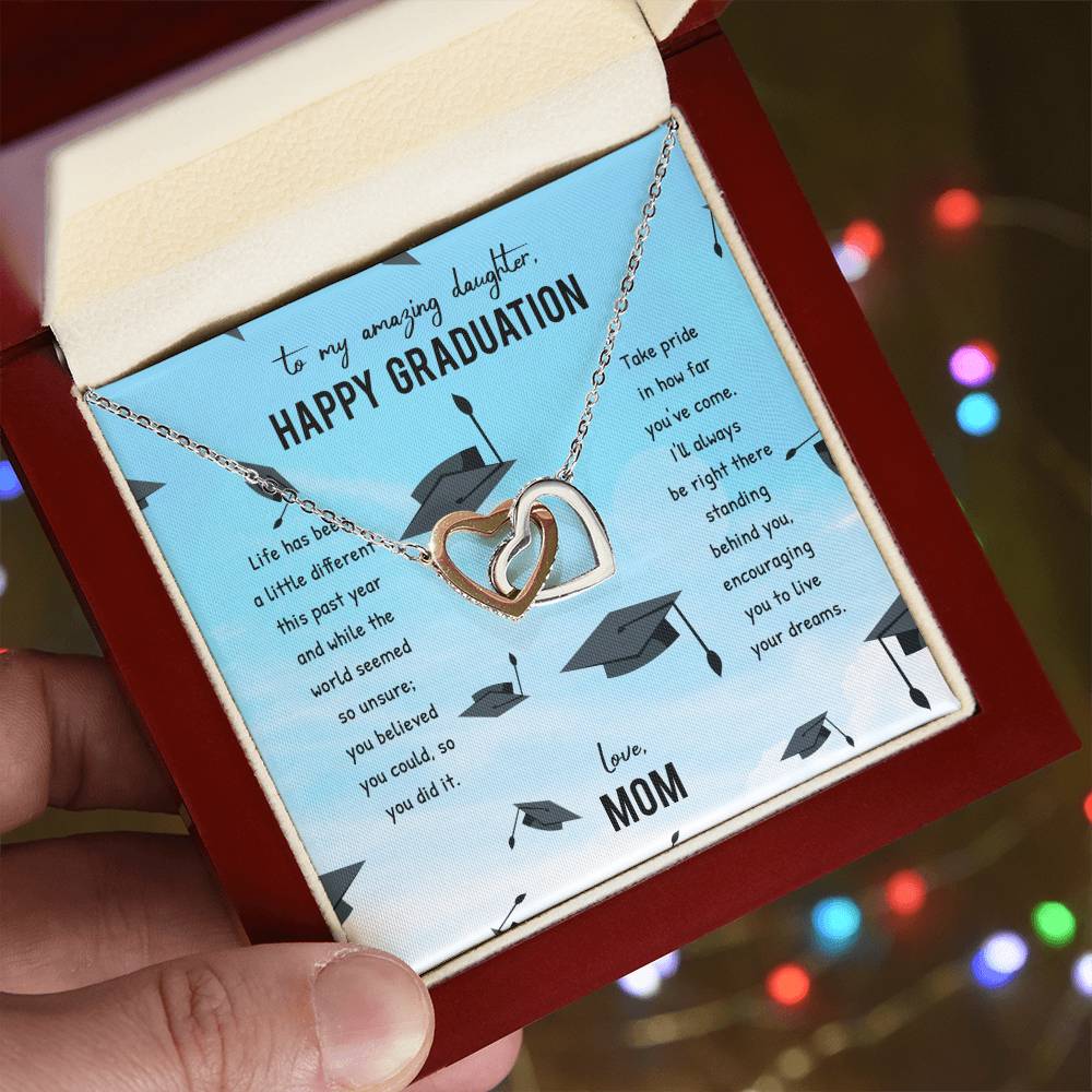 Graduation Gift For Daughter Single Pearl Necklace Personalized Graduation Jewelry For College Senior Graduation Graduation Gift For Her Interlocking Hearts Necklace