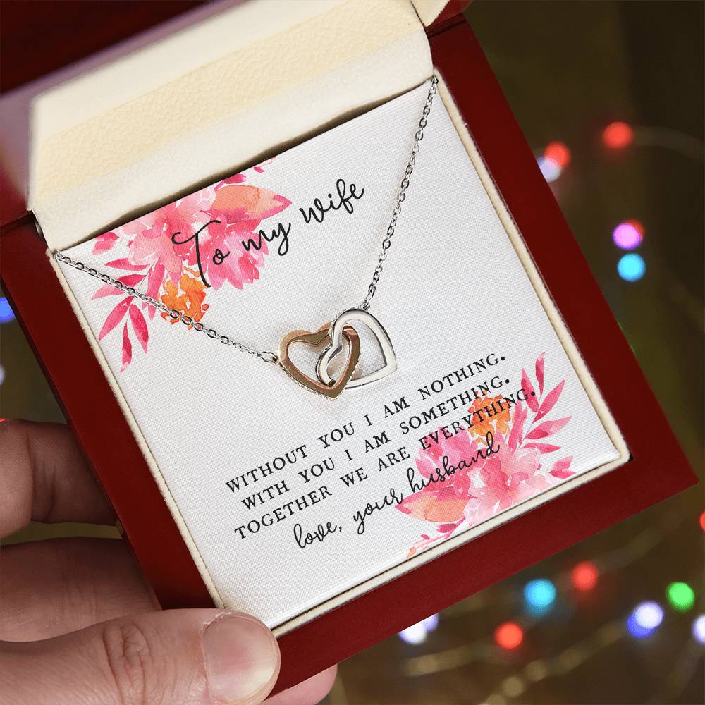 To Wife From Husband Double Hearts Necklace Love Jewelry Romantic Gift Valentine'S Day Anniversary From Spouse Interlocking Hearts Necklace