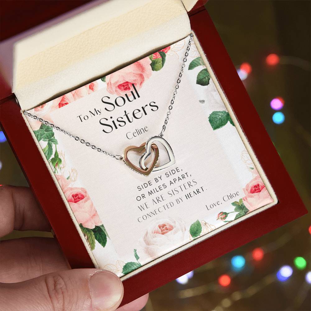To My Soul Sister Interlocking Hearts Necklace