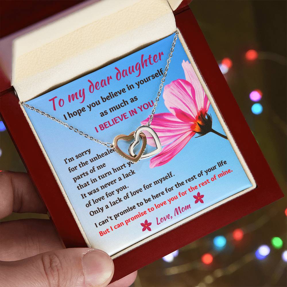 Emotional Message Card To My Daughter With Beautiful Interlocked Hearts Necklace Interlocking Hearts Necklace
