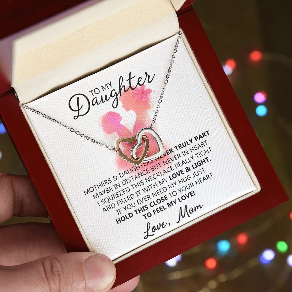 To My Daughter - Unique Interlocking Hearts Binding Necklace Gift Set Interlocking Hearts Necklace