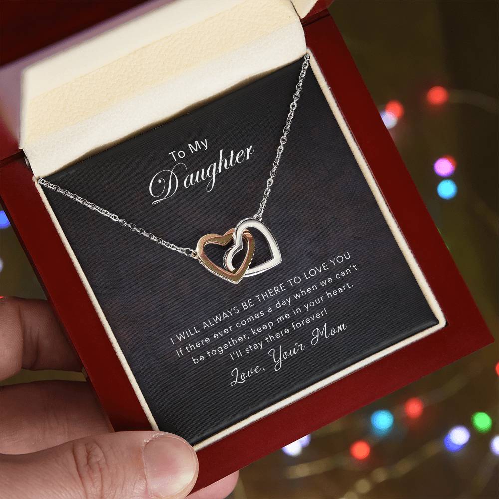 To My Daughter - Keep Me In Your Heart - Necklace Interlocking Hearts Necklace
