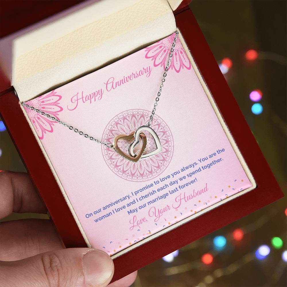 Anniversary Gift For Wife Interlocking Hearts Necklace