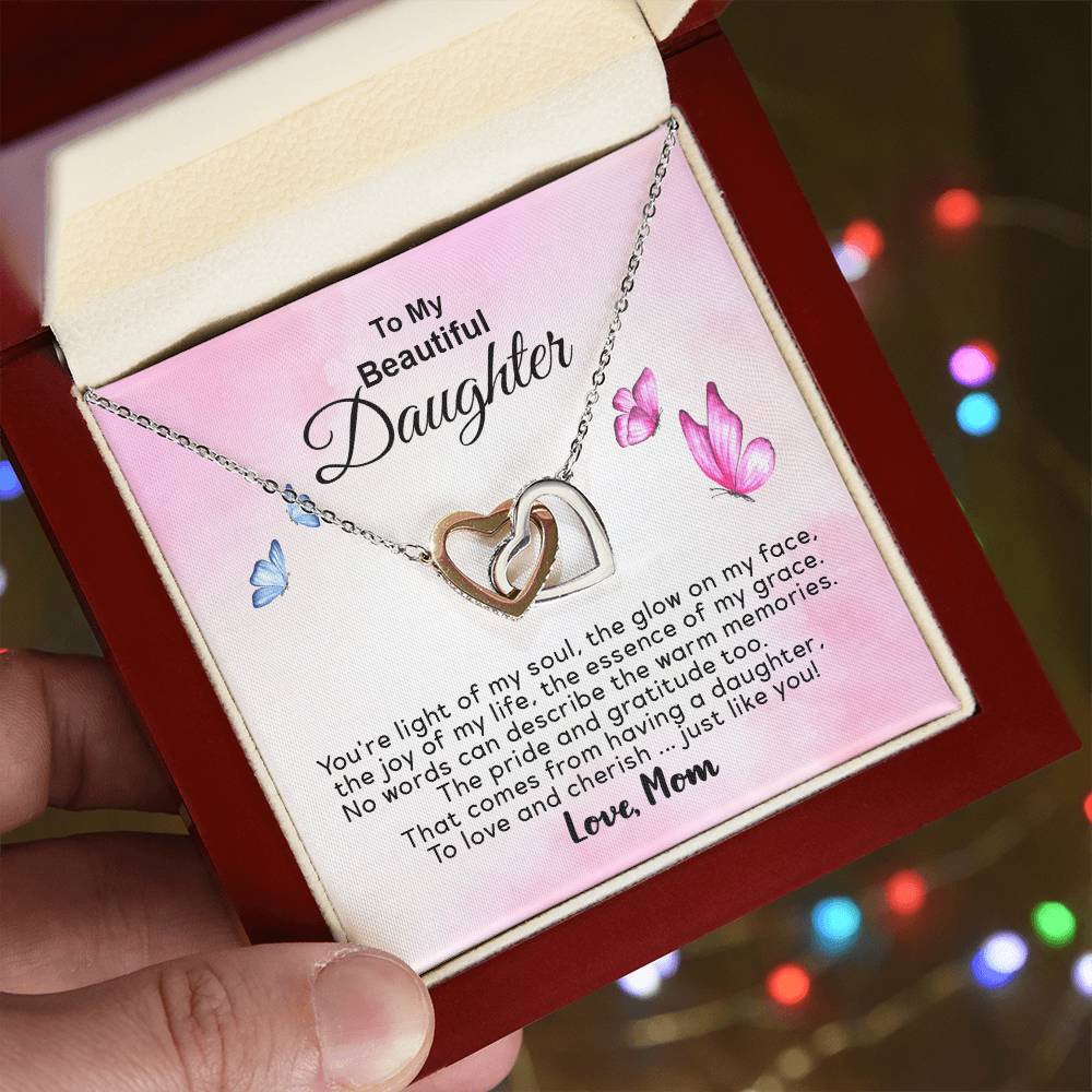 To My Beautiful Daughter - You'Re Joy Of My Life - Necklace Interlocking Hearts Necklace