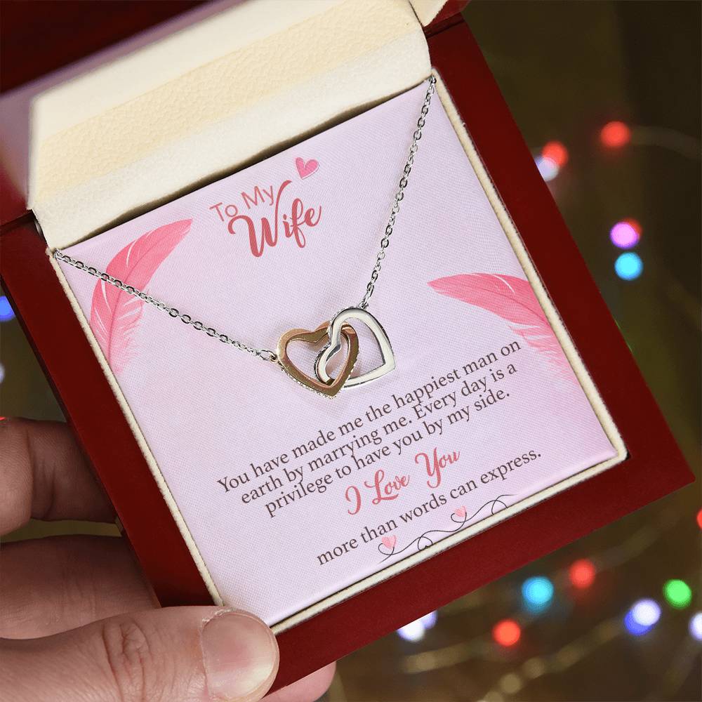 To Wife Interlocking Hearts Necklace