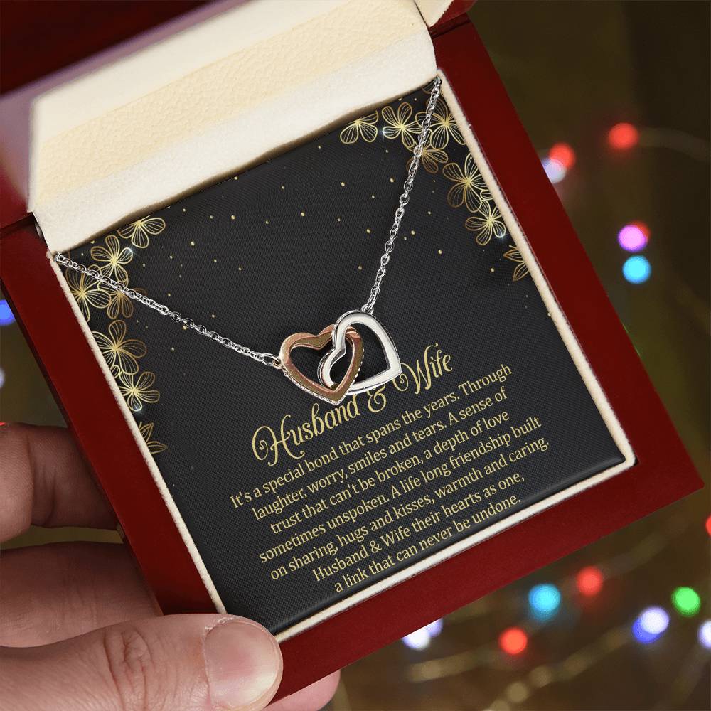 Husband & Wife Interlocking Hearts Necklace Message Card