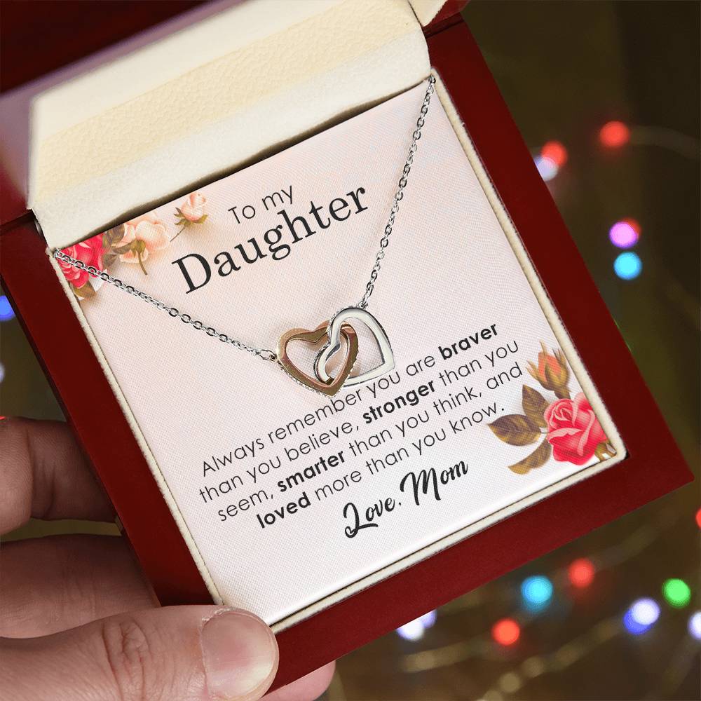 To My Daughter - Interlocking Heart Necklace Interlocking Hearts Necklace