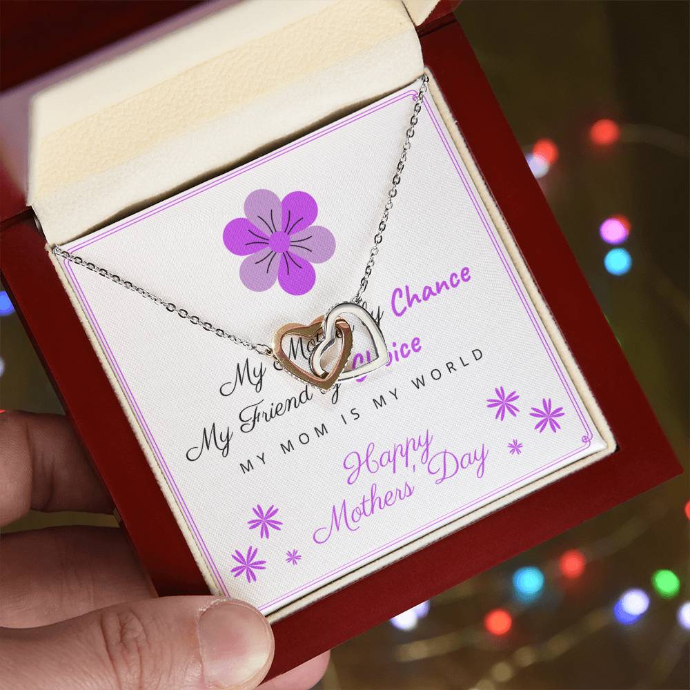 Mom Mama Mamy Interlocking Hearts Necklace