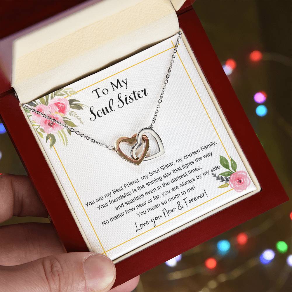 To My Soul Sister Interlocking Hearts Necklace