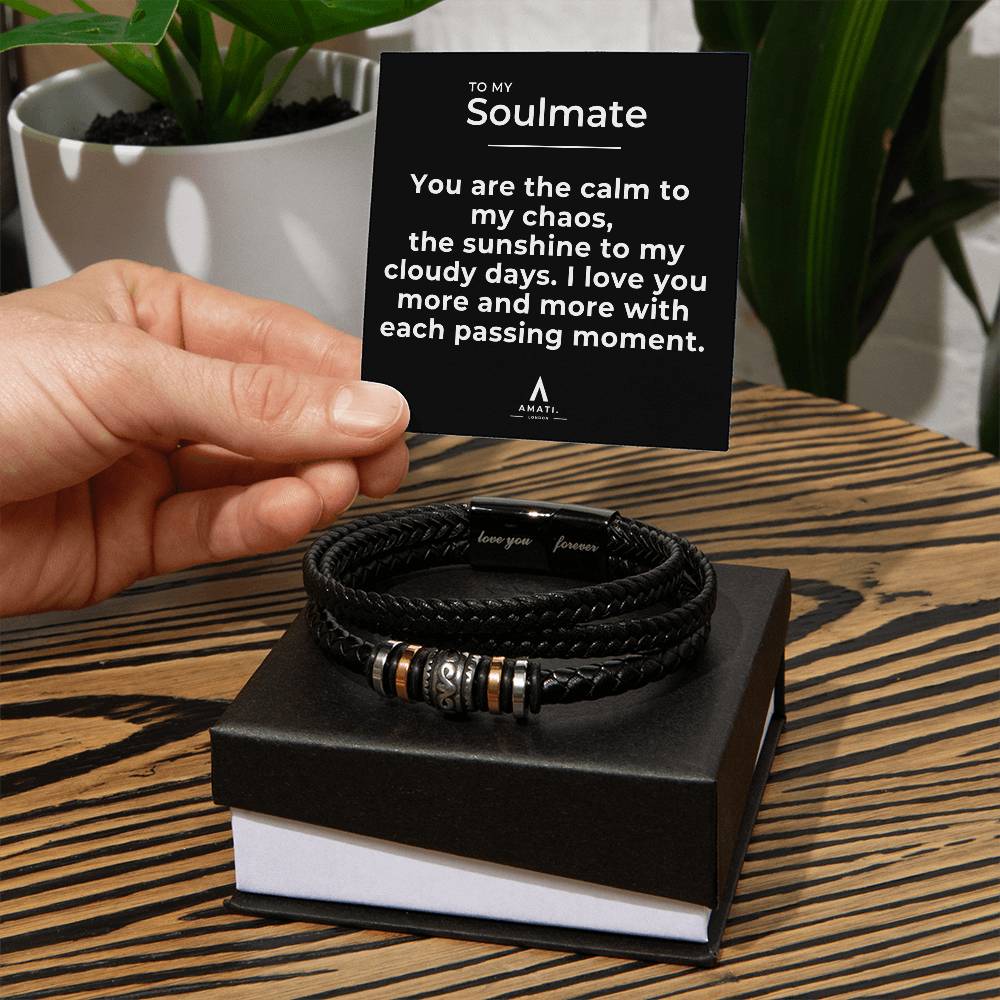 To My Soulmate - Calm To My Chaos Men's Bracelet - Love You Forever Bracelet