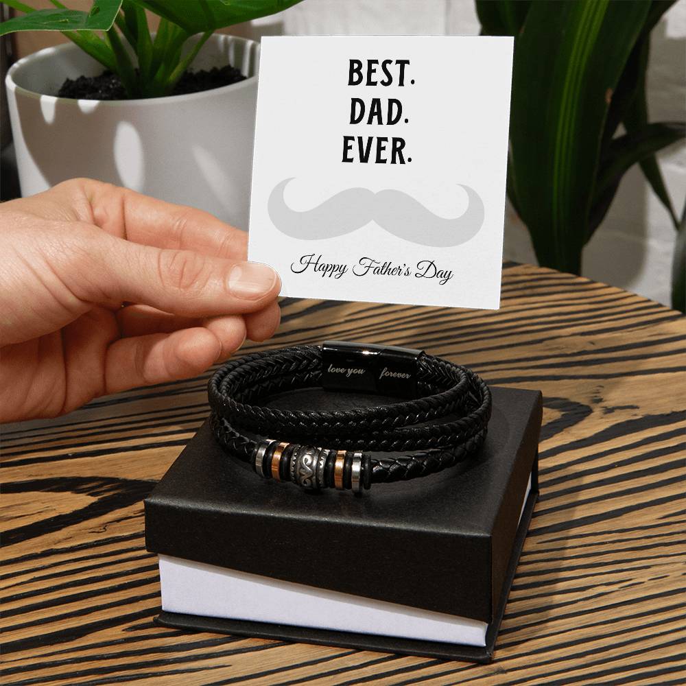 Best. Dad. Ever. Leather Bracelet Moustache Dad Father's Day Gift Dad Gift Vegan Leather Bracelet Love You Forever Bracelet. - Love You Forever Bracelet