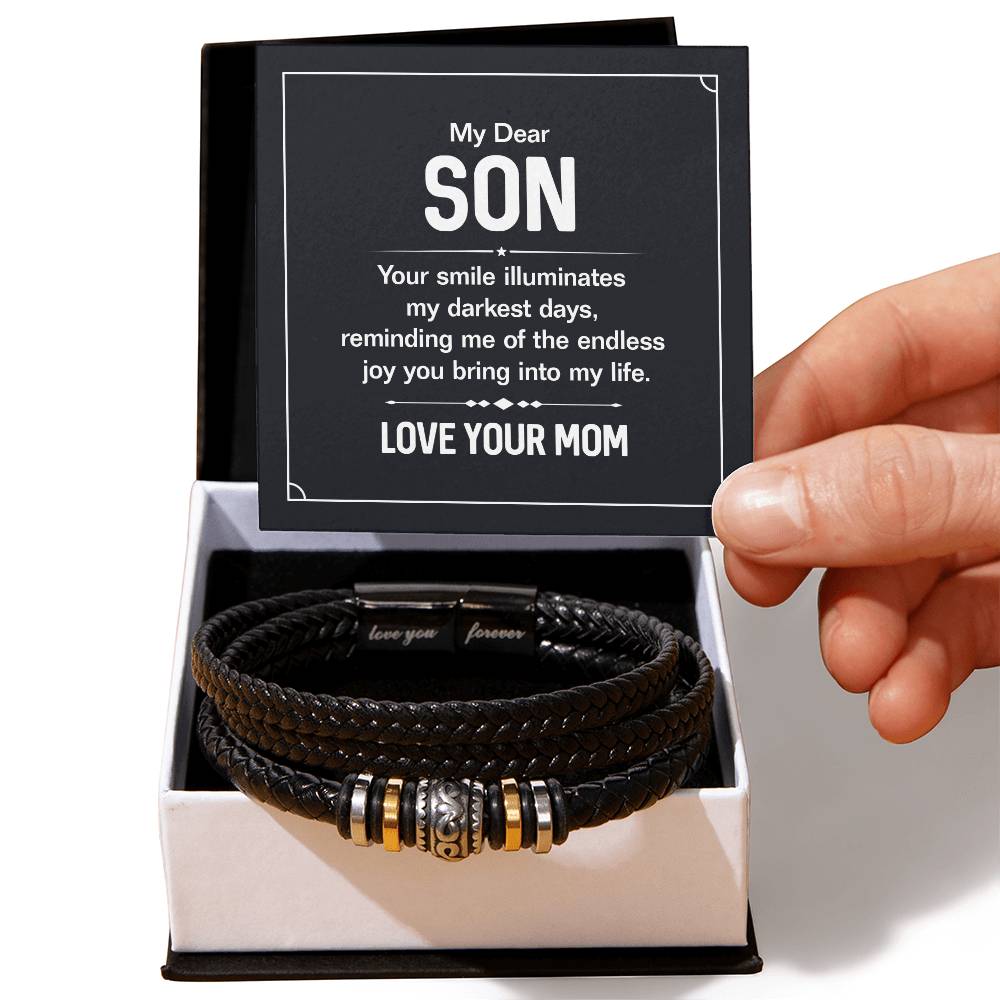My Dear Son, You Smile Illuminates My Darkest Days - Love You Forever Bracelet