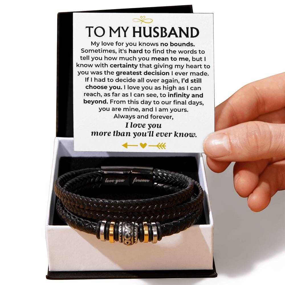 To My Husband Love You Forever Braided Bracelet Gift Set - Love You Forever Bracelet