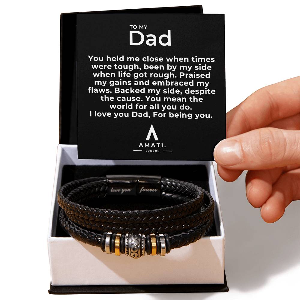 To My Dad - Vegan Leather Bracelet - Backed My Side - Love You Forever Bracelet