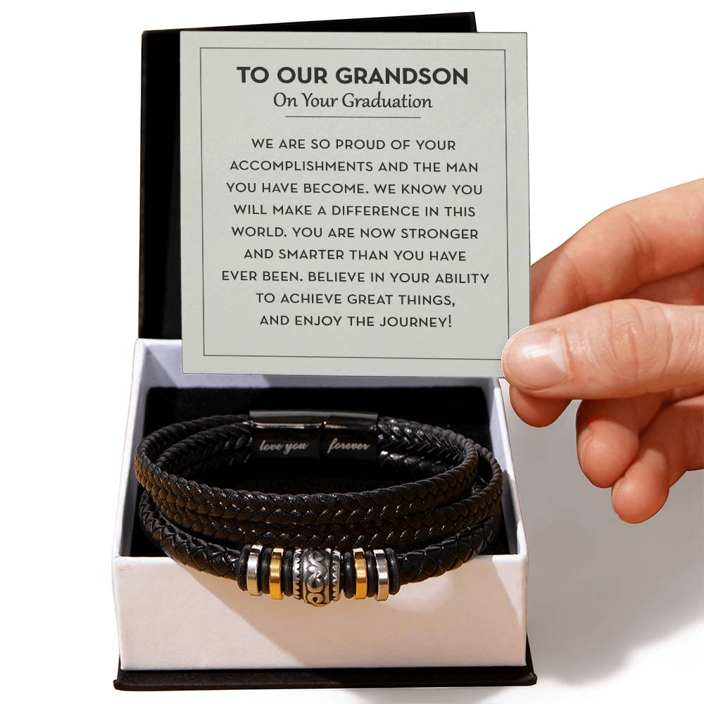 Graduation Gift For Grandson, Grandson Leather Bracelet, Grandson Graduation Gift - Love You Forever Bracelet