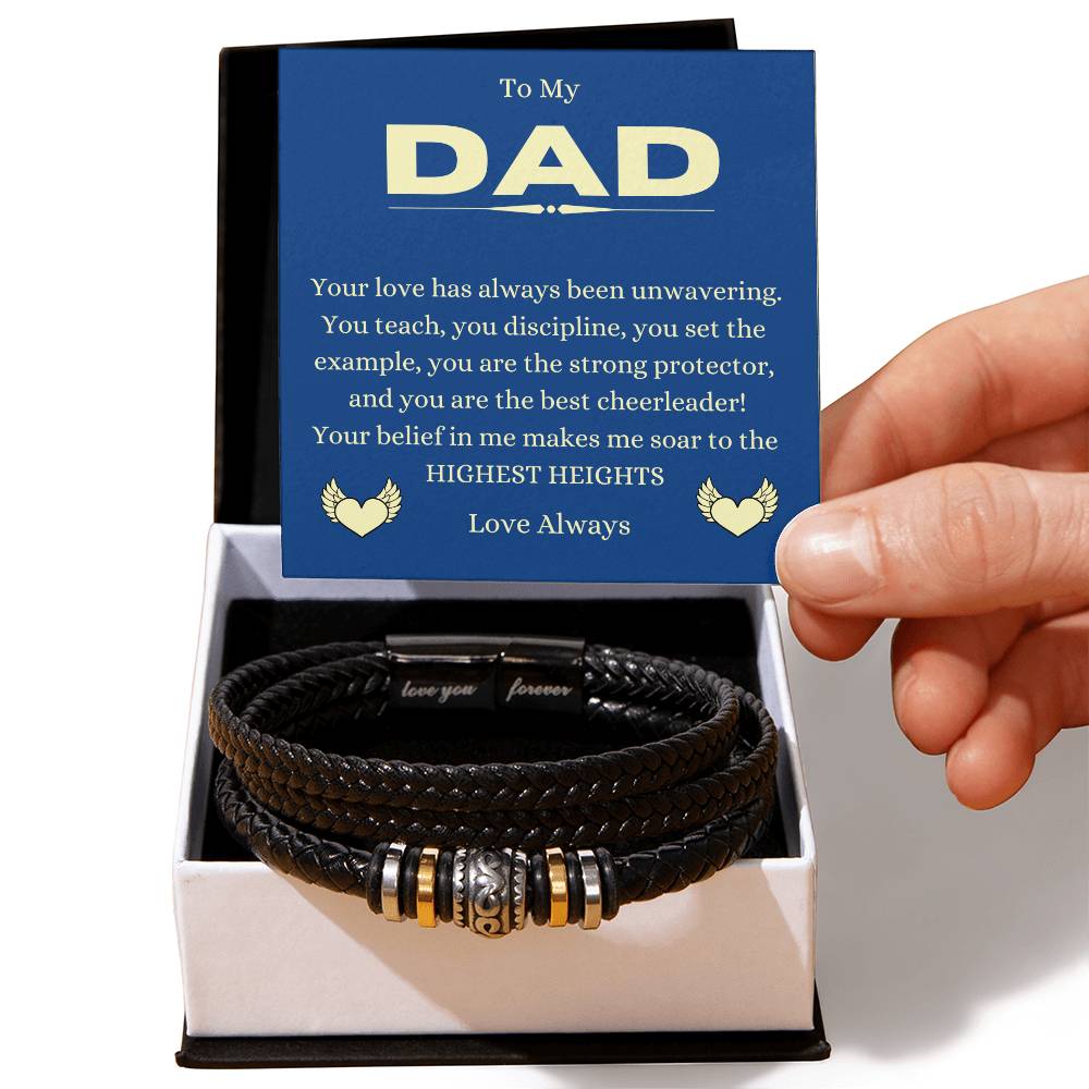 Love You Forever Leather Weave Men's Bracelet - Love You Forever Bracelet