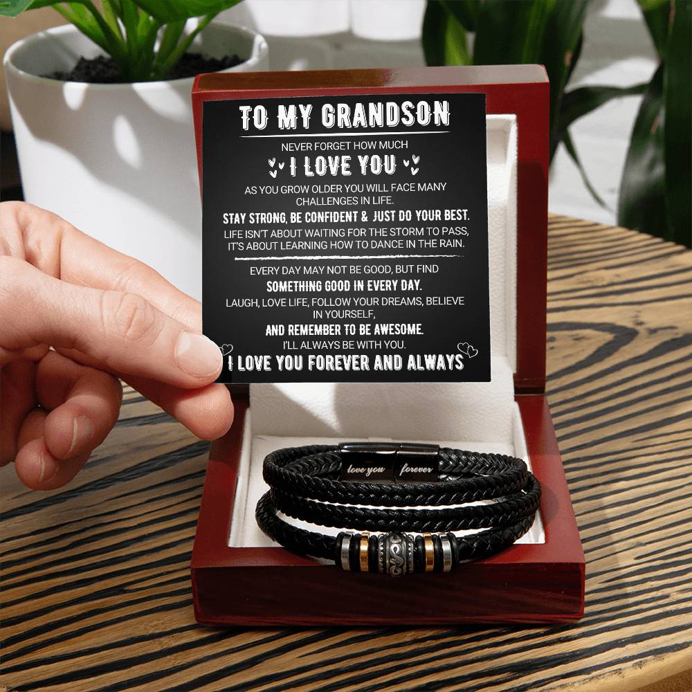 To My Grandson - Love You Forever - Black - Love You Forever Bracelet