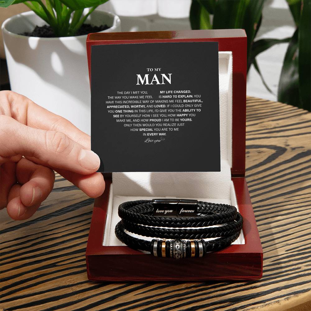Promise Bracelet For Him, Customize Sentimental Gifts For Boyfriend, To My Man Bracelets, Birthday Christmas Anniversary Valentine Gift - Love You Forever Bracelet