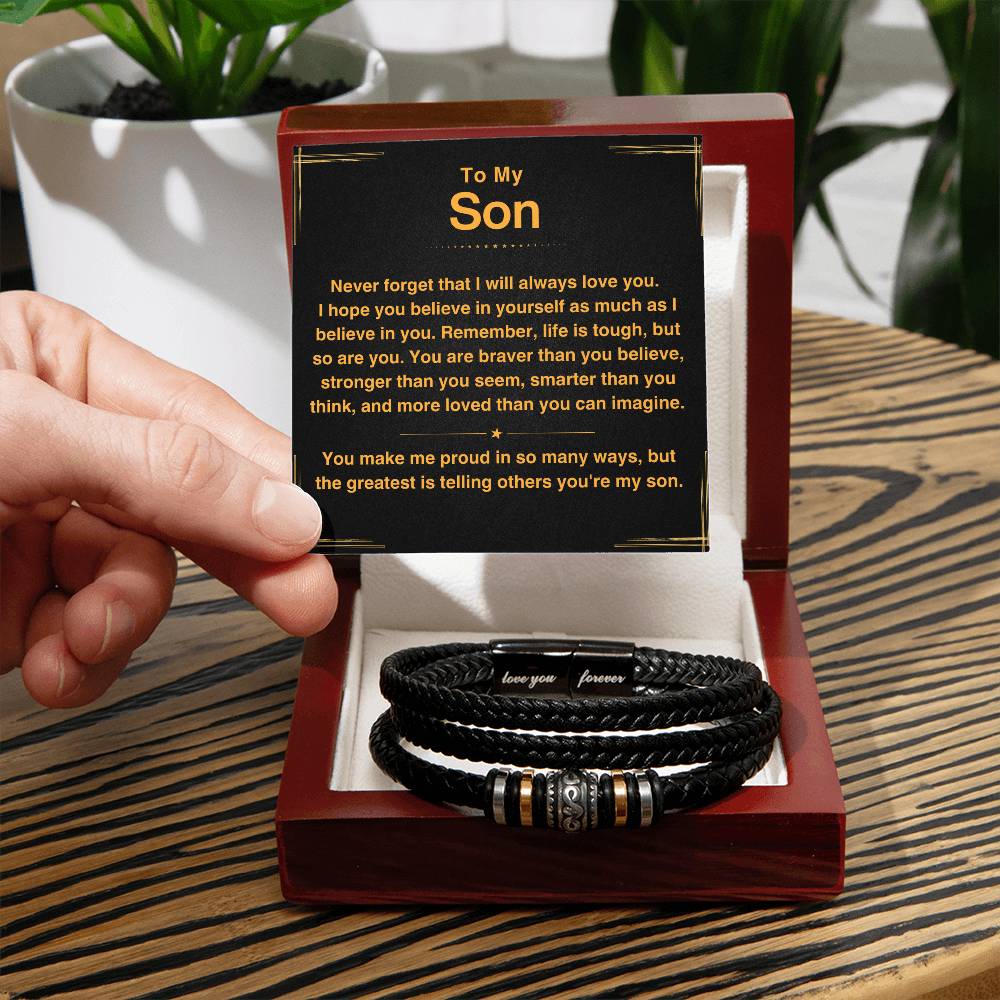 Son, You Make Me Proud - Leather Bracelet - Love You Forever Bracelet